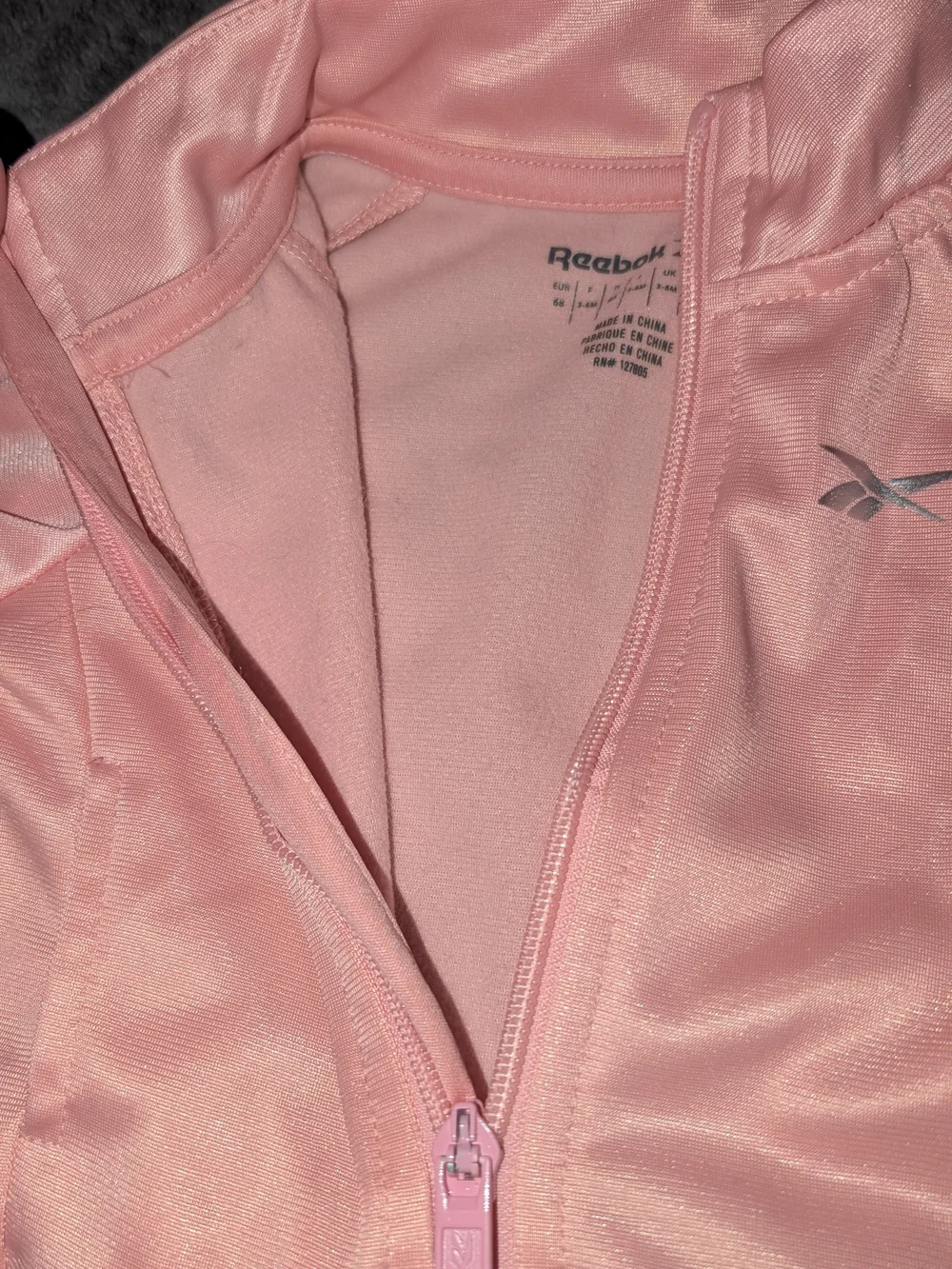 Reebok Pink Girls Track Jacket & Metallic Gray Leggings Set